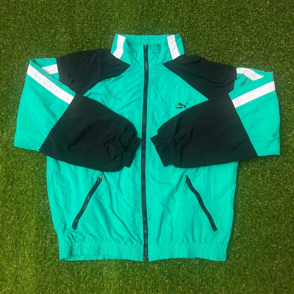 Vintage 80's Puma Green Shell Track Jacket